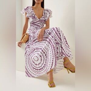 GIAMBATTISTA VALLI Floral Embroidered & Print Midi Dress Size Small